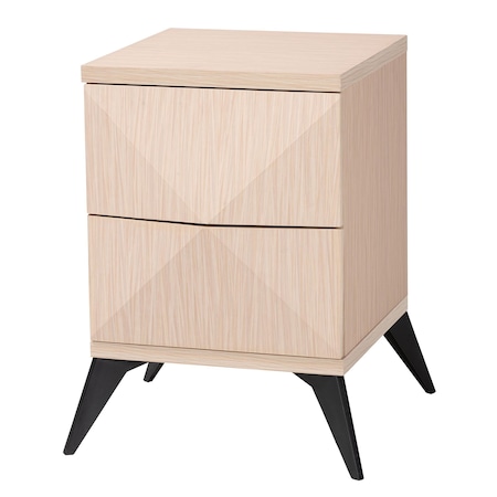 Baxton Studio Draper Mid-Century Modern Two-Tone Light Brown and Black Wood 2-Drawer Nightstand 243-13501-ZORO